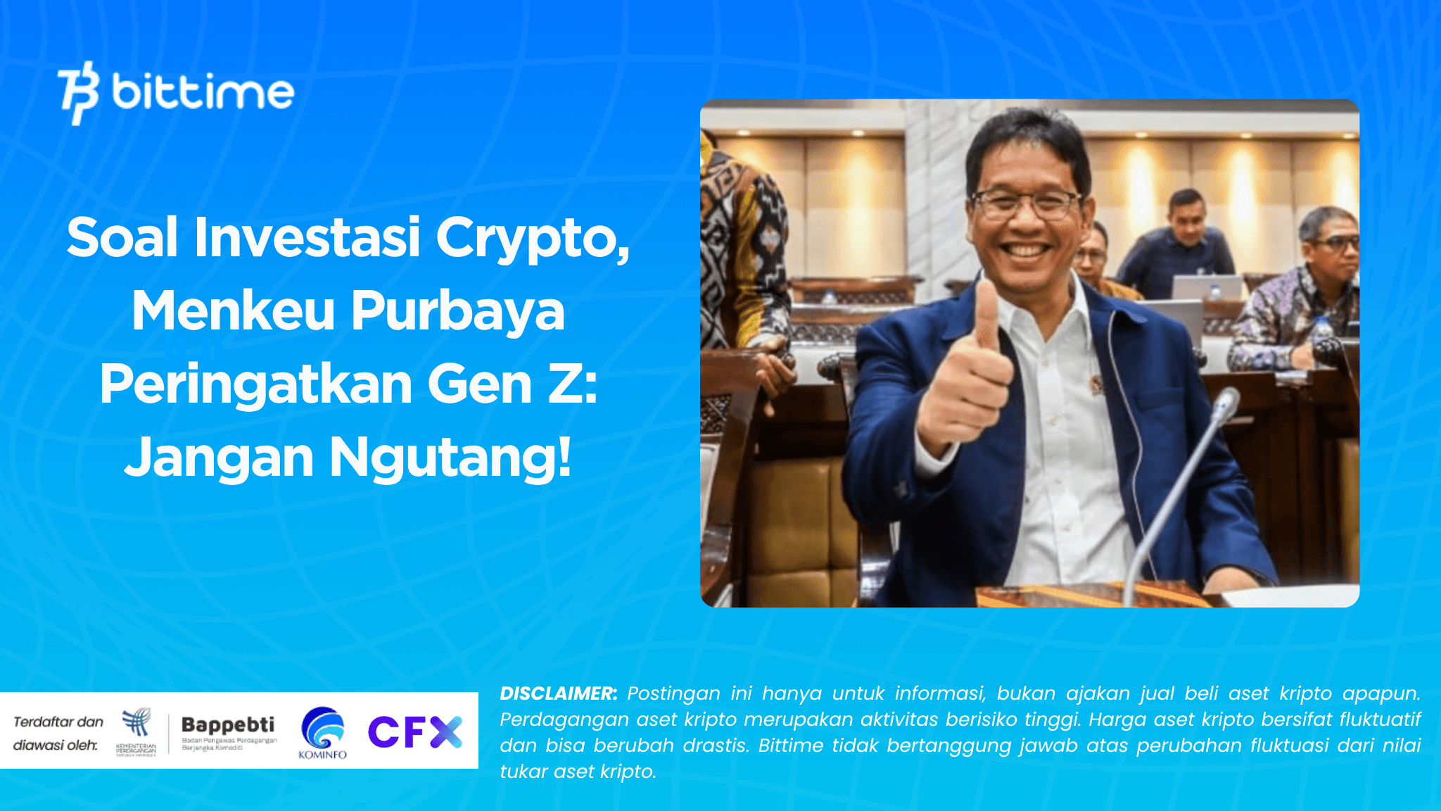 Soal Investasi Crypto, Menkeu Purbaya Peringatkan Gen Z: Jangan Ngutang!