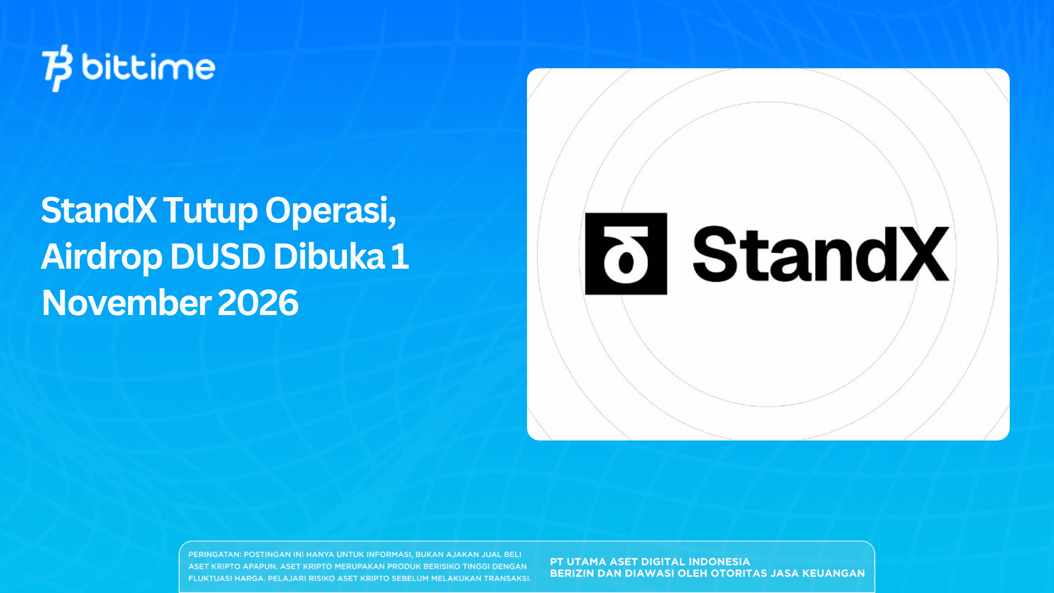 StandX Tutup Operasi, Airdrop DUSD Dibuka 1 November 2026