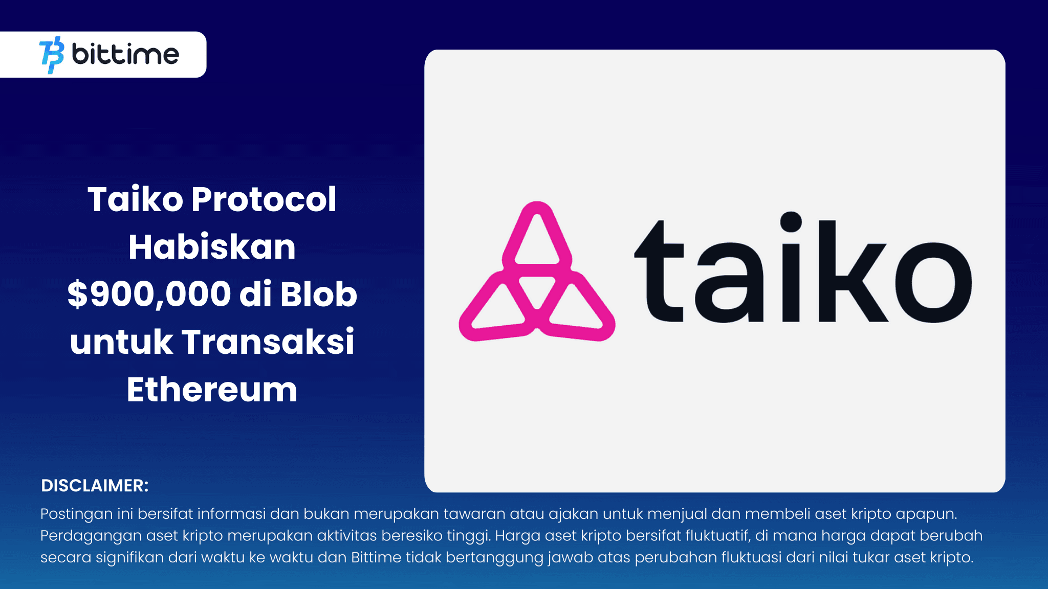 Taiko Protocol Habiskan $900,000 di Blob untuk Transaksi Ethereum