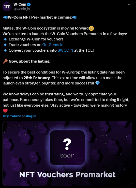 Tanggal Listing W-Coin Mundur ke 25 Februari, Ini Penjelasan Resminya!.png