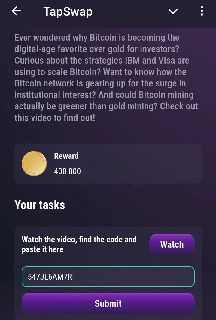 Tapswap Code 22 Juli 2024 - Bittime