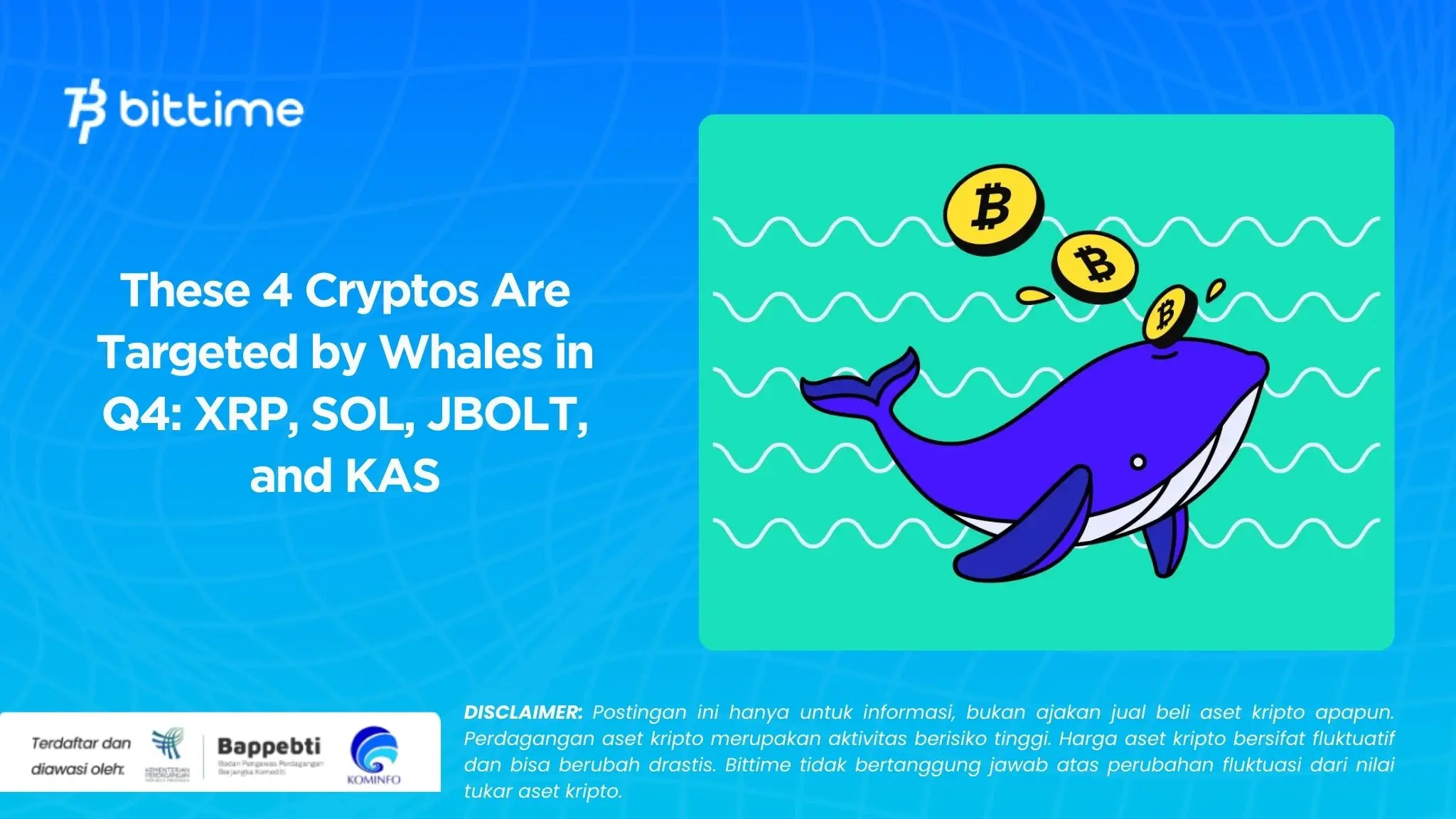 These 4 Cryptos Are Targeted by Whales in Q4: XRP, SOL, JBOLT, and KAS