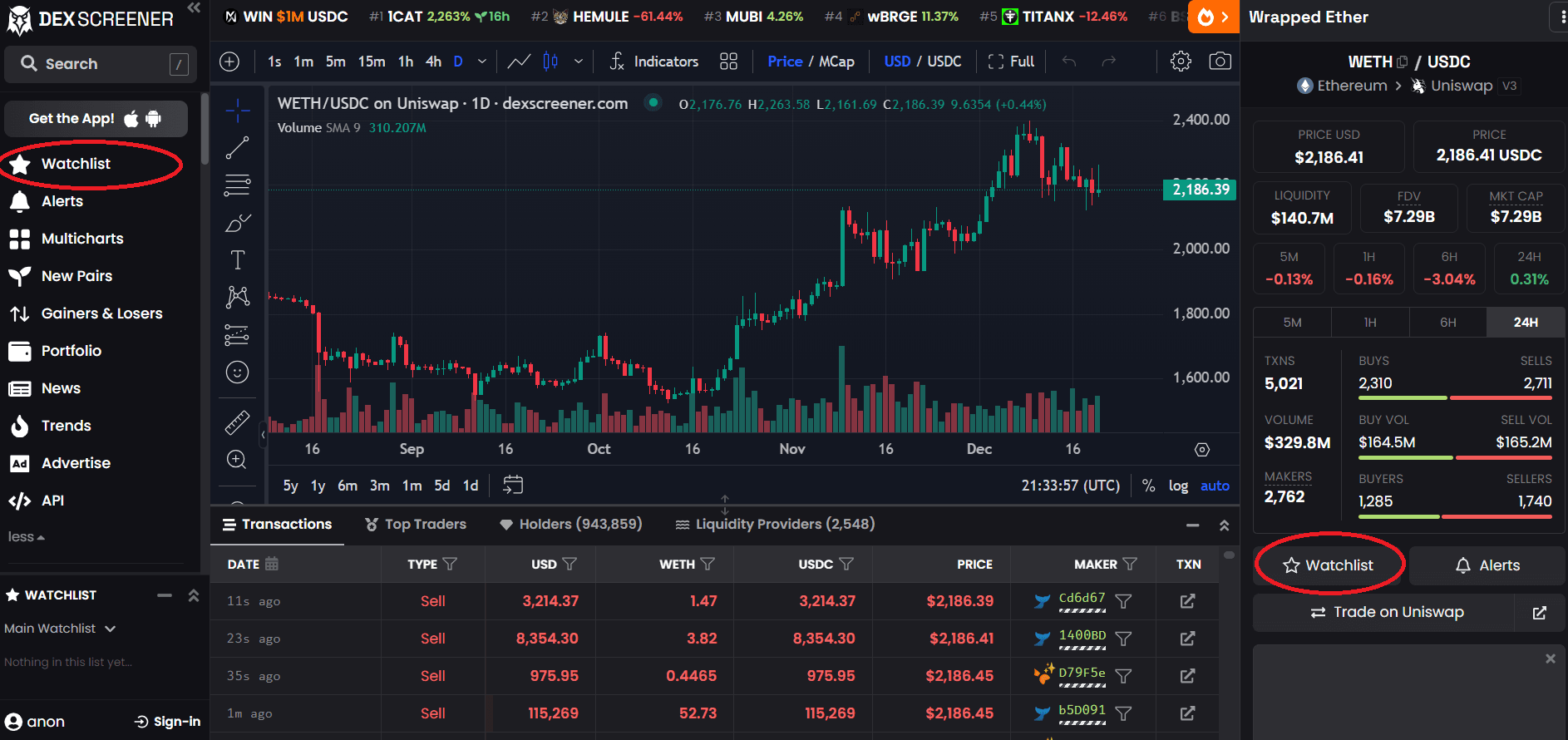 Tips dan Trik Menggunakan Dexscreener untuk Analisis Kripto - watchlist.png