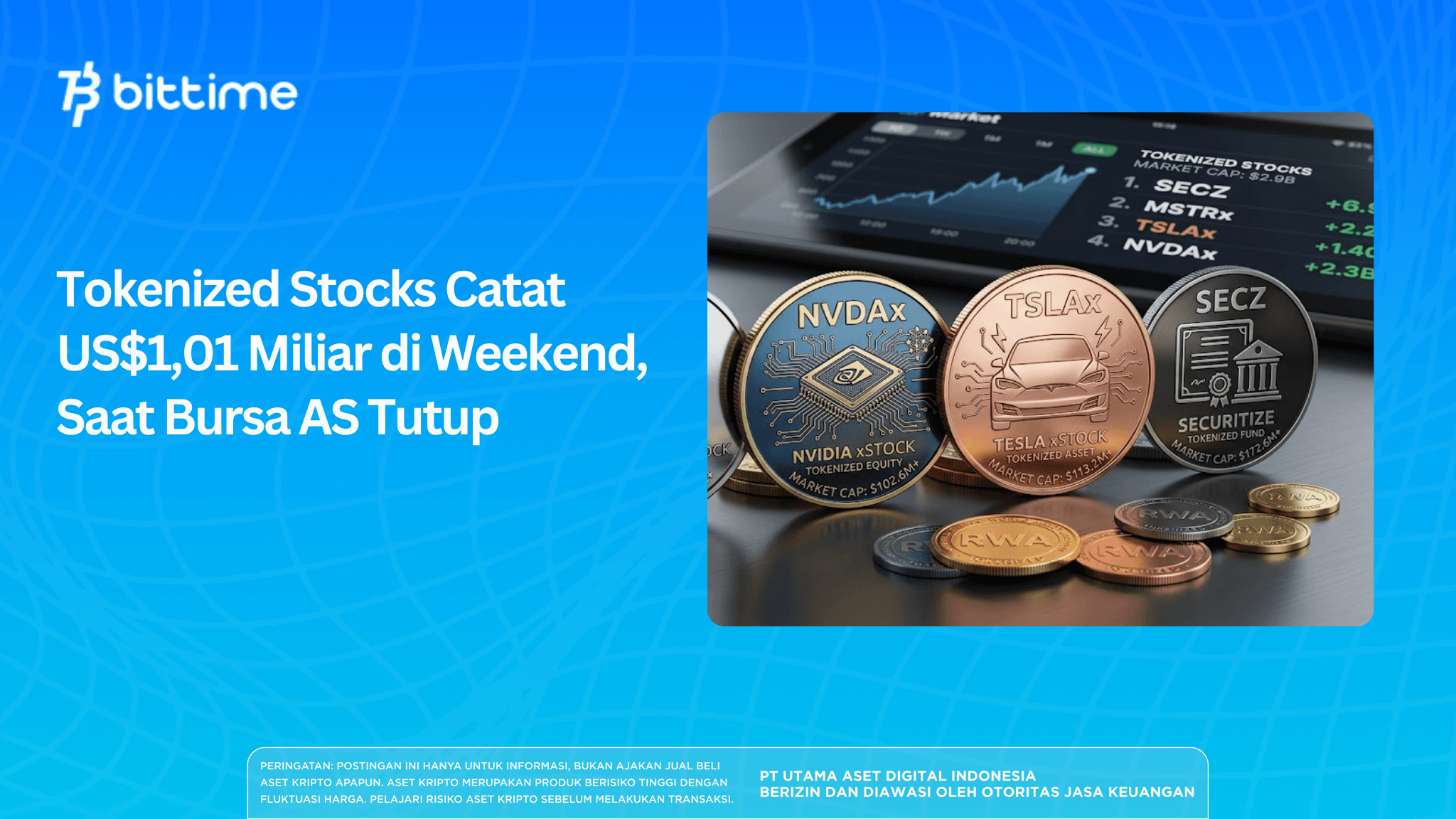 Tokenized Stocks Hit US$1.01 Billion Over the Weekend While US Markets Were Closed