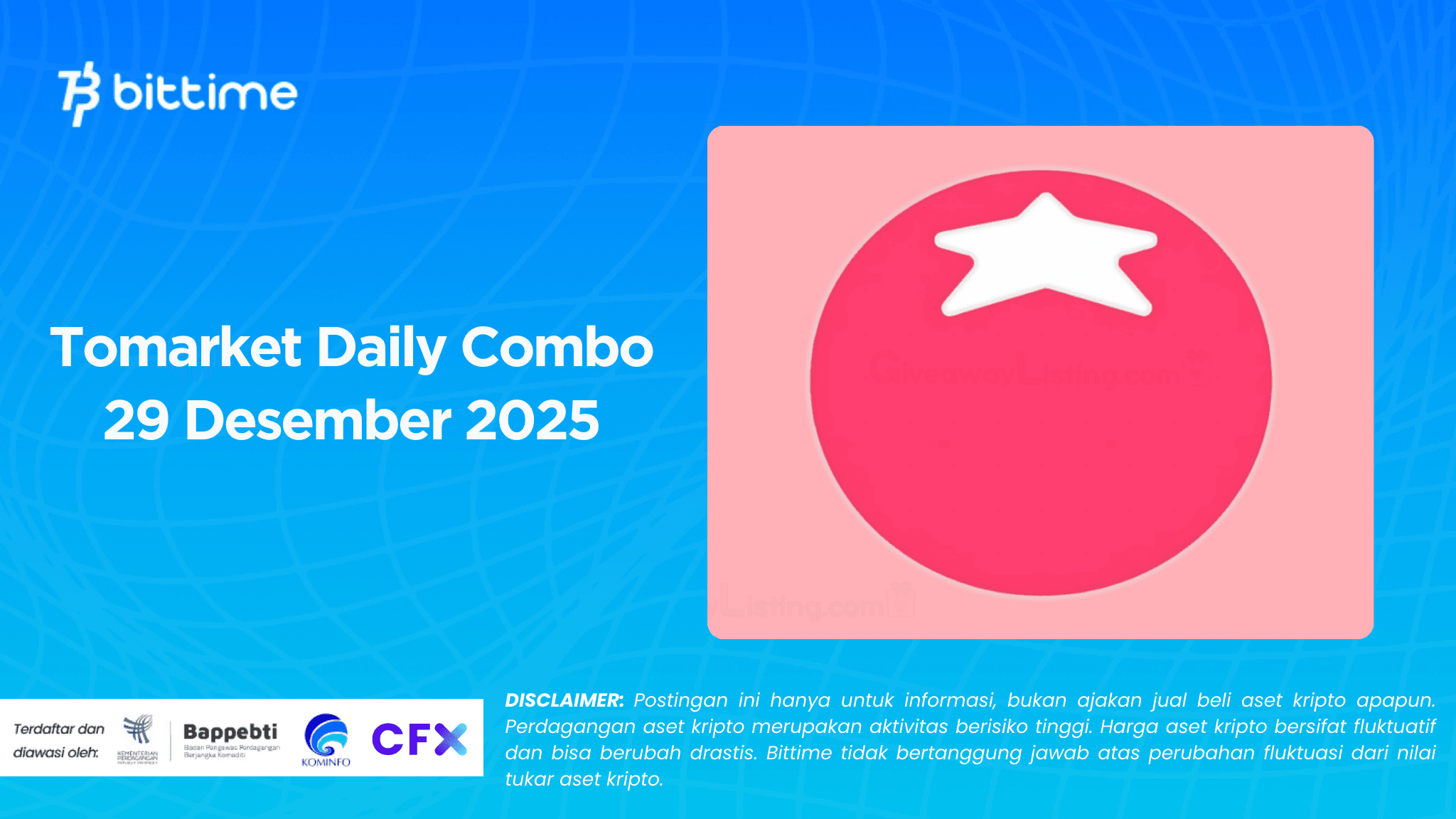 Tomarket Daily Combo – 29 December 2025