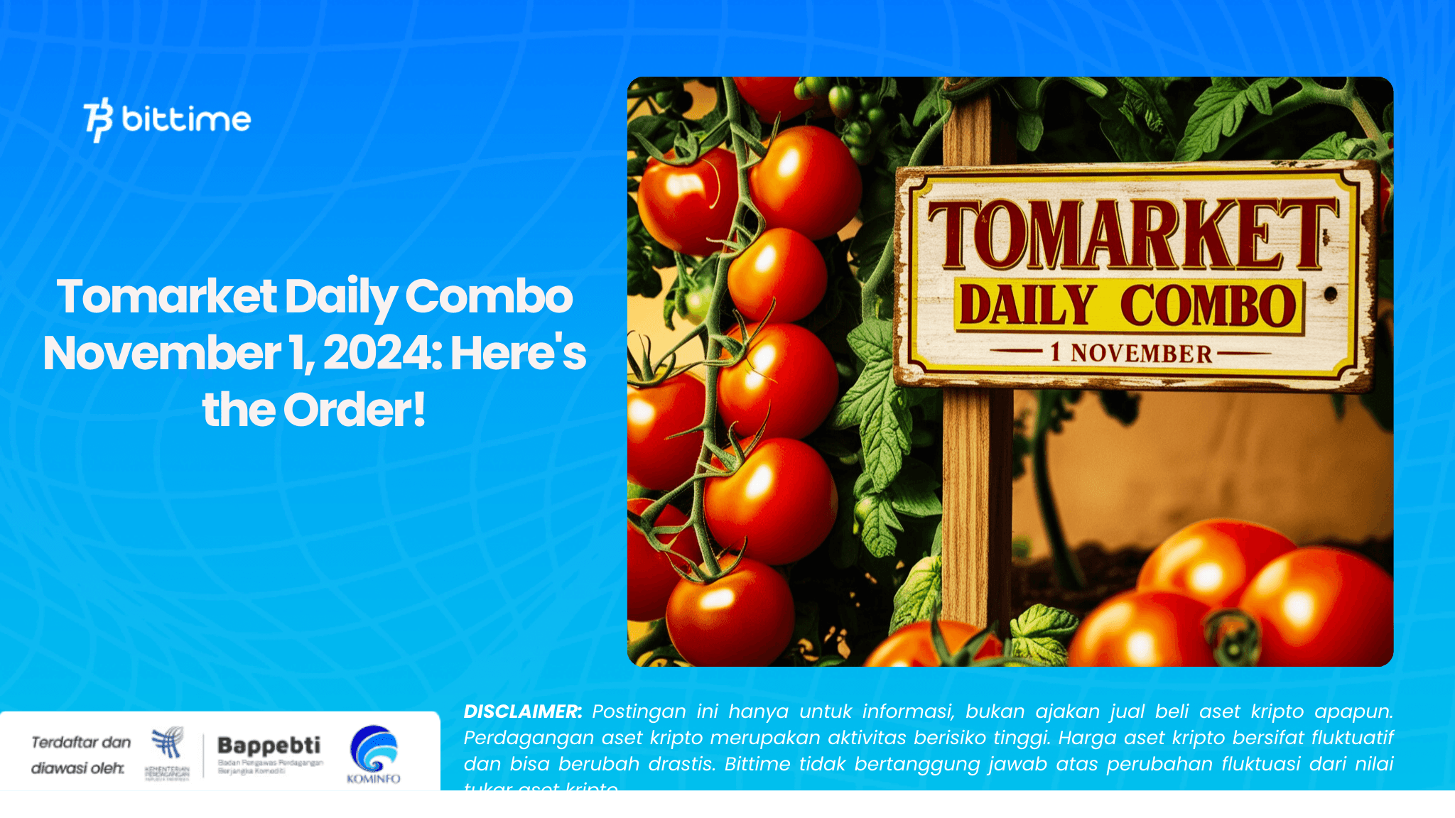 Tomarket Daily Combo November 1, 2024: Here's the Order!