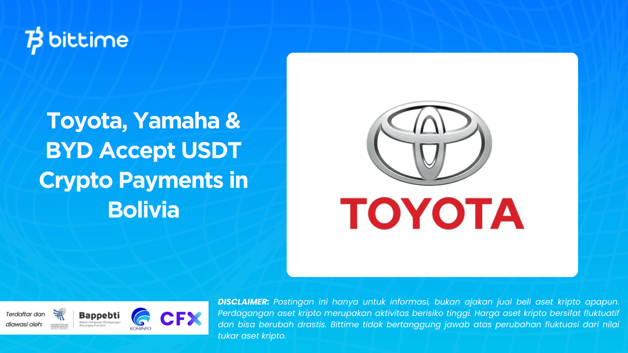Toyota, Yamaha, and BYD Accept USDT Crypto Payments in Bolivia
