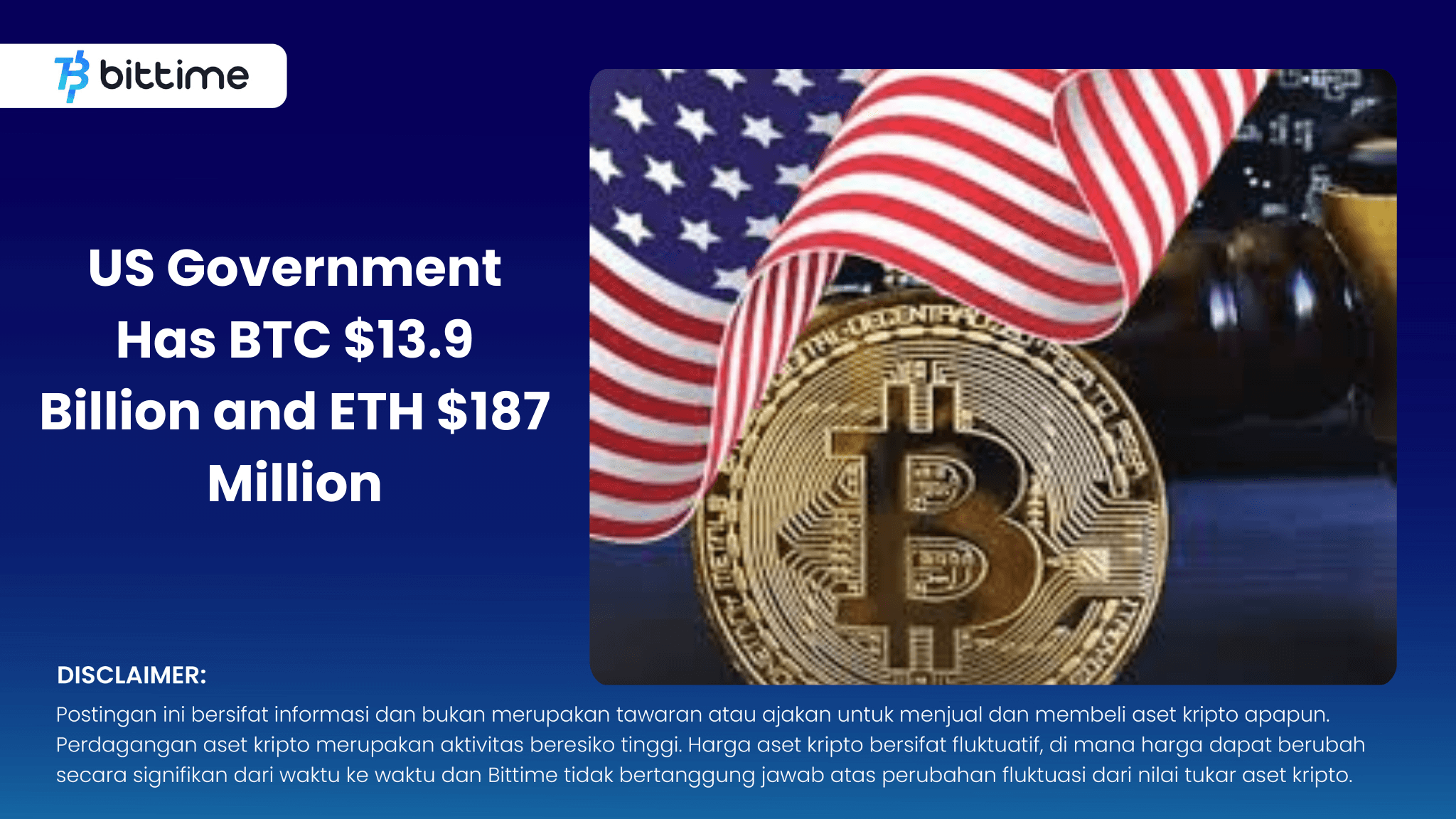 US Government Has BTC $13.9 Billion and ETH $187 Million