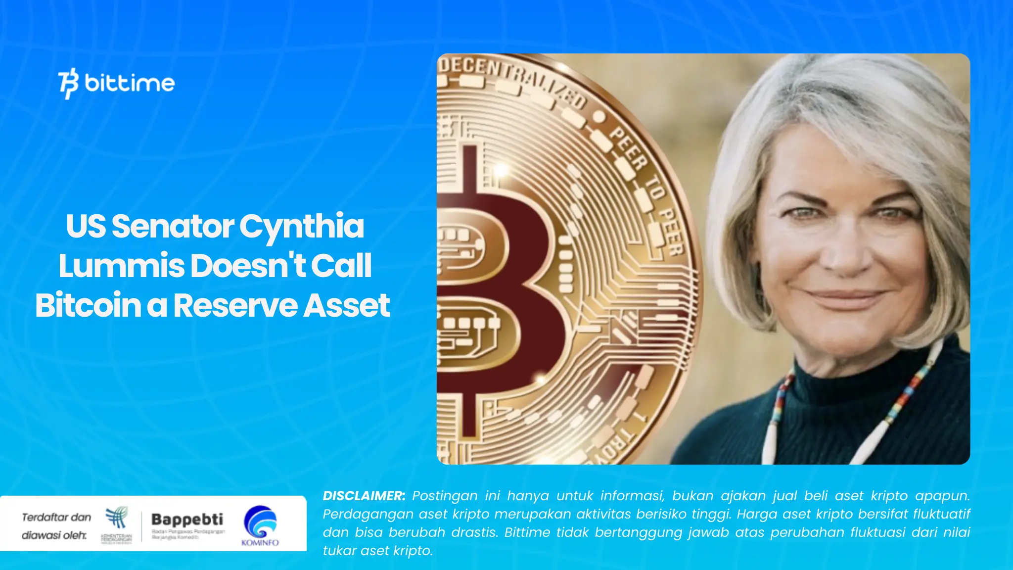 US Senator Cynthia Lummis Doesn't Call Bitcoin a Reserve Asset