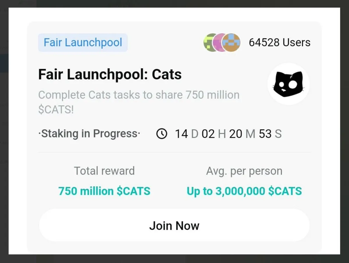 Update Airdrop CATS, Masuk Launchpool Bitget Wallet dengan 7.5 Juta Holders