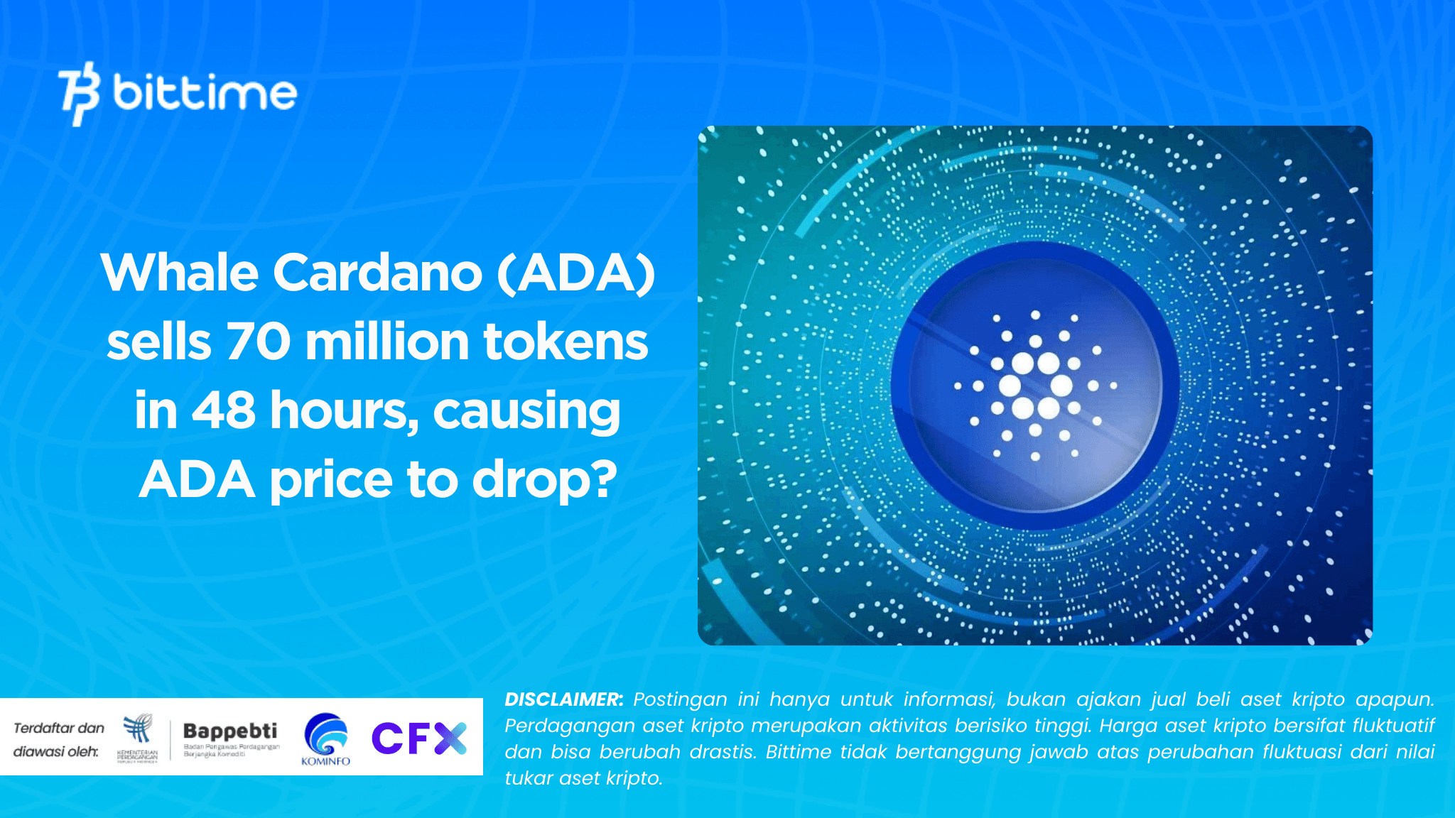 Whale Cardano (ADA) sells 70 million tokens in 48 hours, causing ADA price to drop?