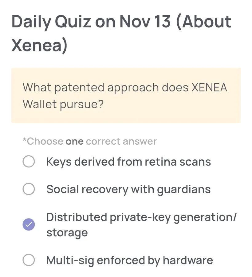 Xenea Wallet Daily Quiz 13 November 2025.webp