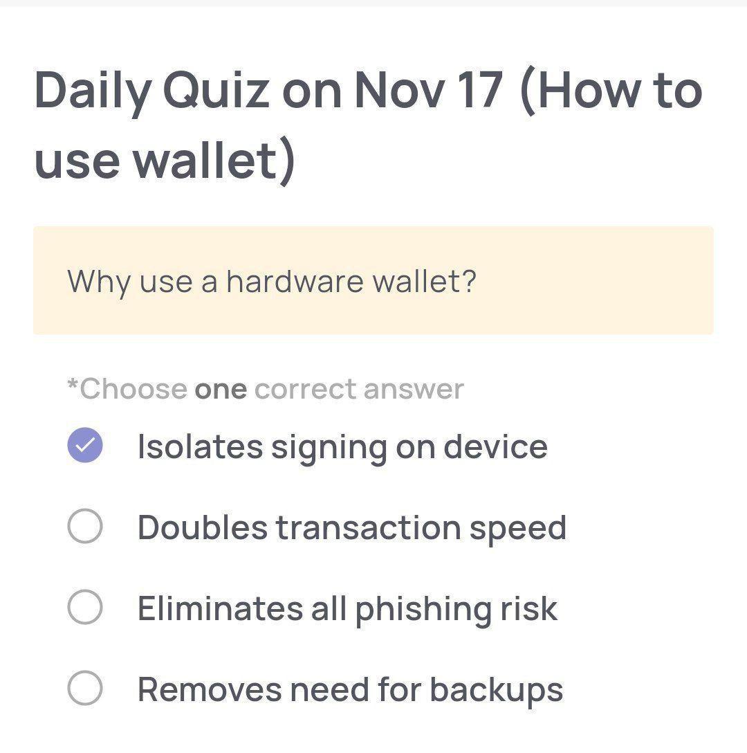 Xenea Wallet Daily Quiz 17 November 2025