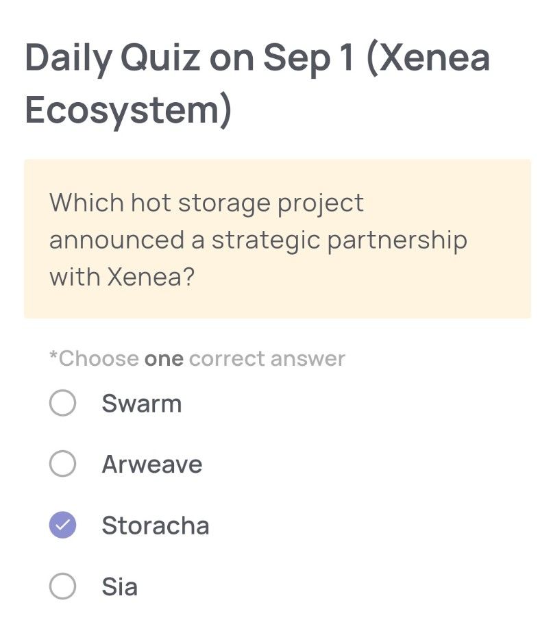 Xenea Wallet Daily Quiz 1 September 2025.