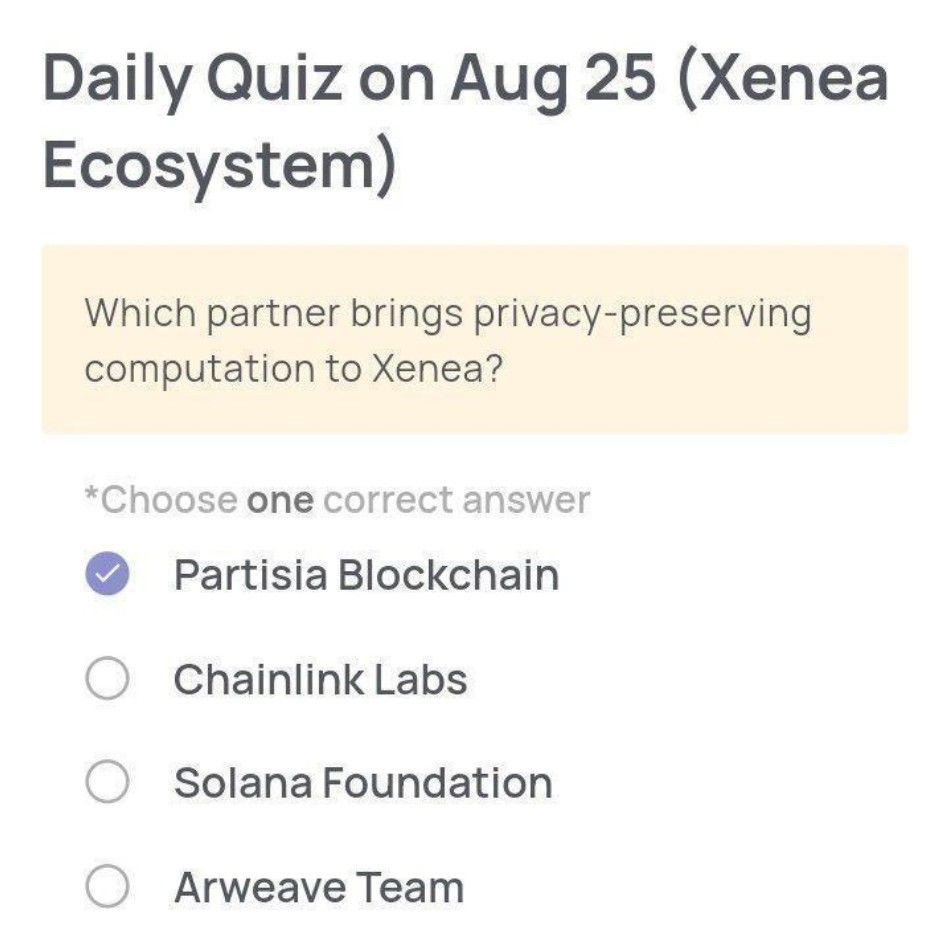 Xenea Wallet Daily Quiz 25 Agustus 2025.