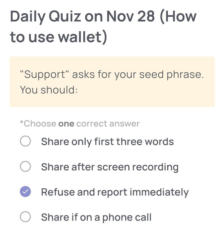 Xenea Wallet Daily Quiz 28-29 November 2025.