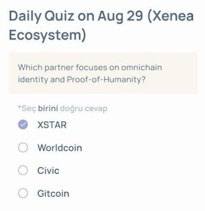Xenea Wallet Daily Quiz 29 Agustus 2025.
