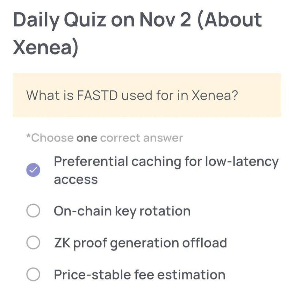 Xenea Wallet Daily Quiz 2-3 November 2025.