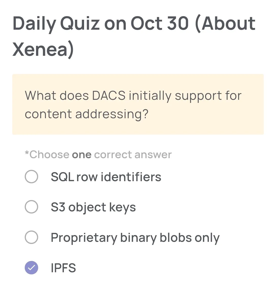Xenea Wallet Daily Quiz October 30, 2025