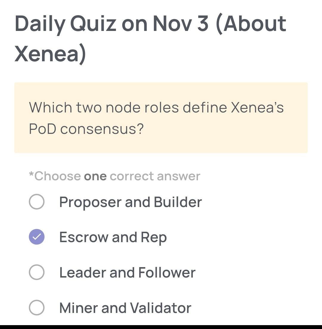 Xenea Wallet Daily Quiz 3 November 2025
