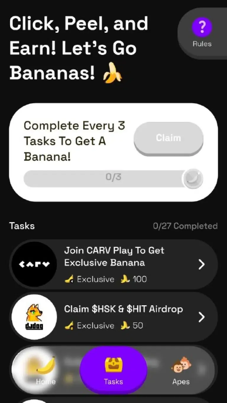 Tutorial The Banana Game Airdrop - Bittime