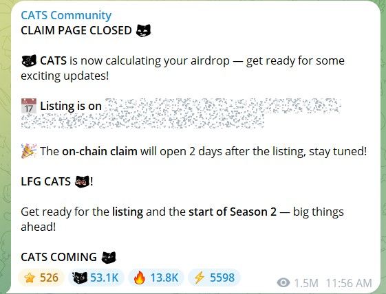 cats listing 8 oktober