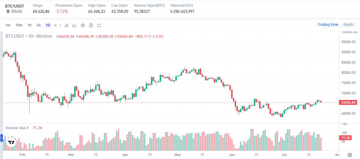 Harga Bitcoin Gagal Tembus $67.000: Minyak Jadi Penghalang?