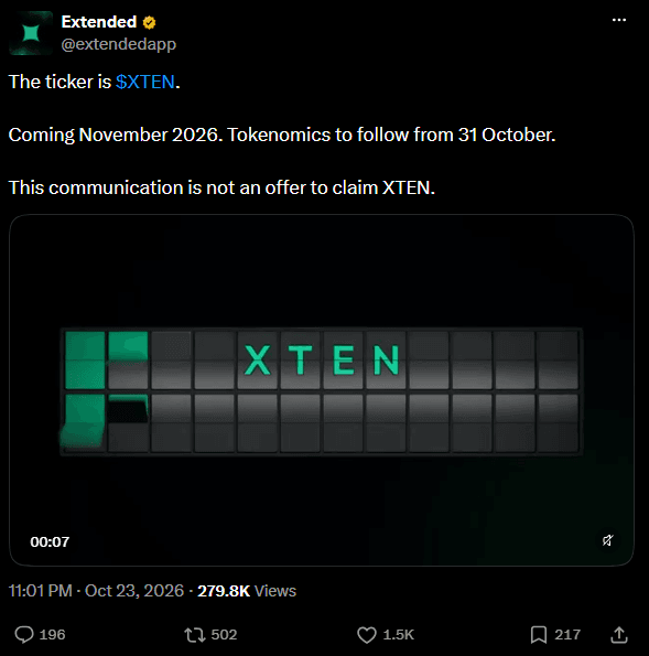 XTEN Airdrop: Participation Requirements and Preparation for the November 2026 TGE