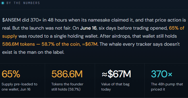 Token ANSEM: Benarkah 65% Dikuasai Satu Wallet?