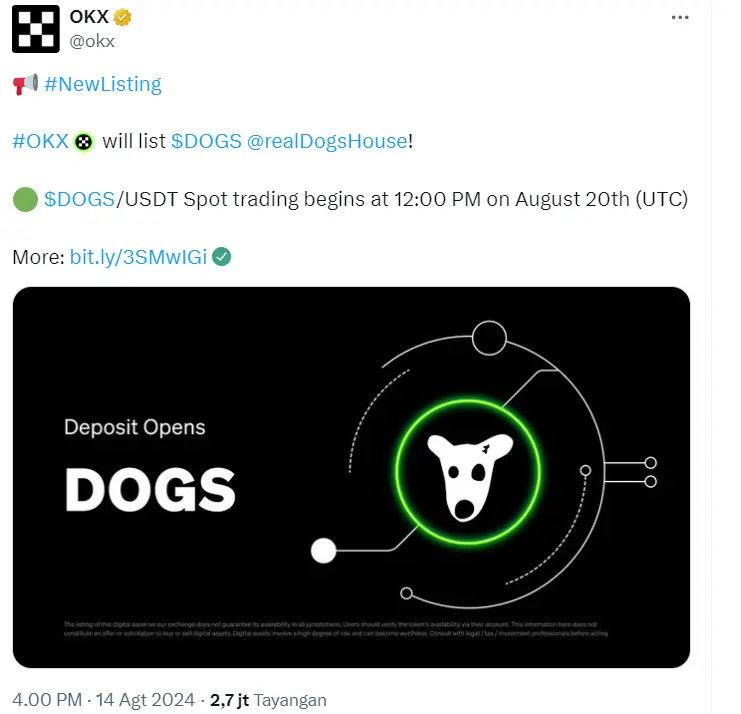 DOGS Listing di 7 Exchange crypto - Bittime