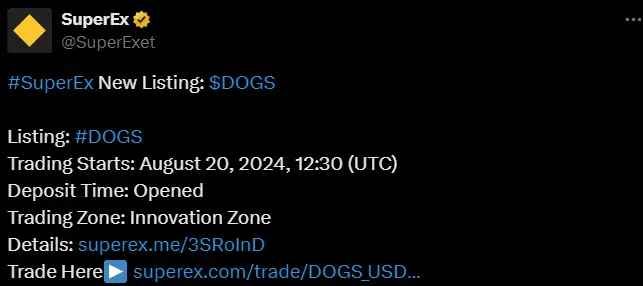 DOGS Listing di 7 Exchange crypto - Bittime