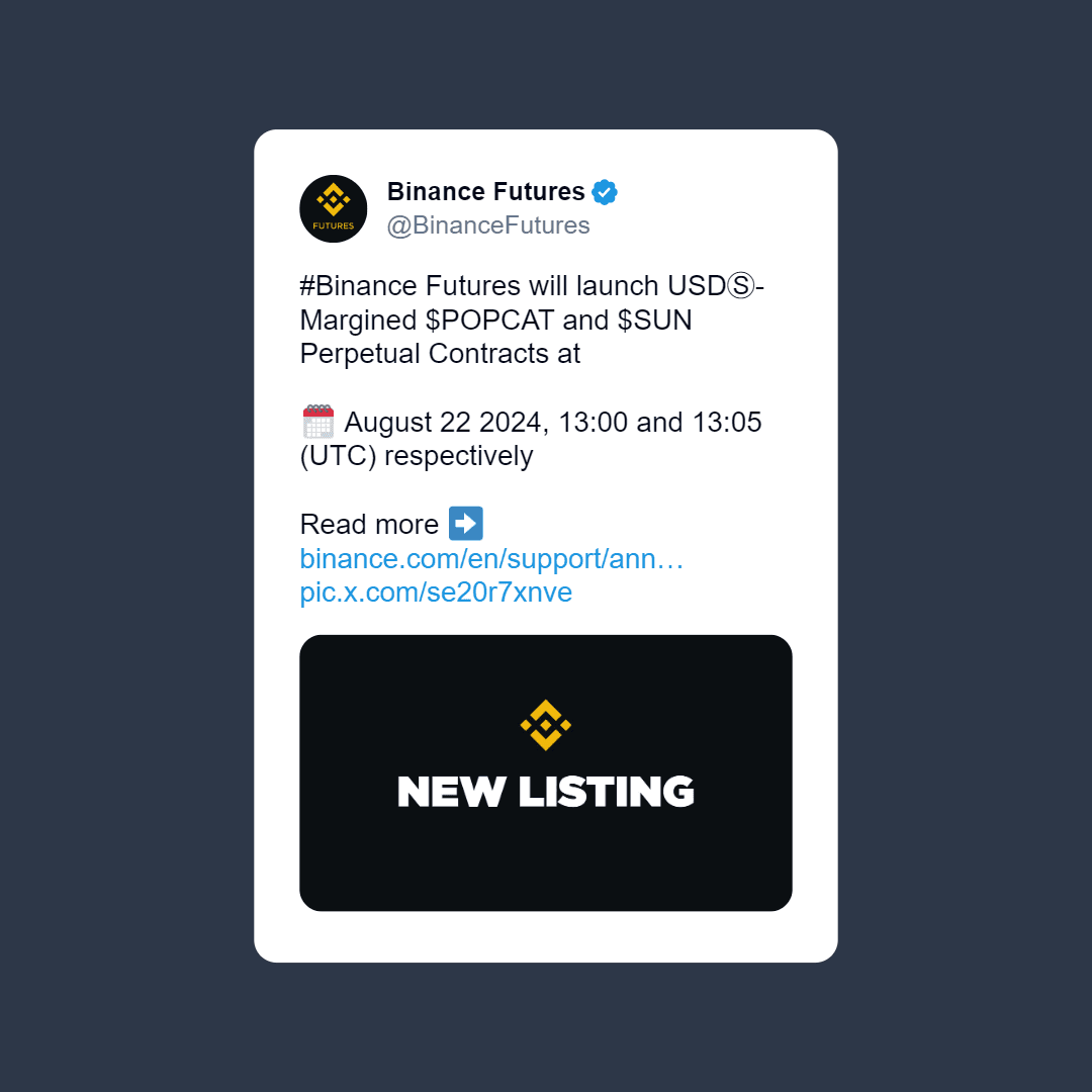 SUN Listing di Binance