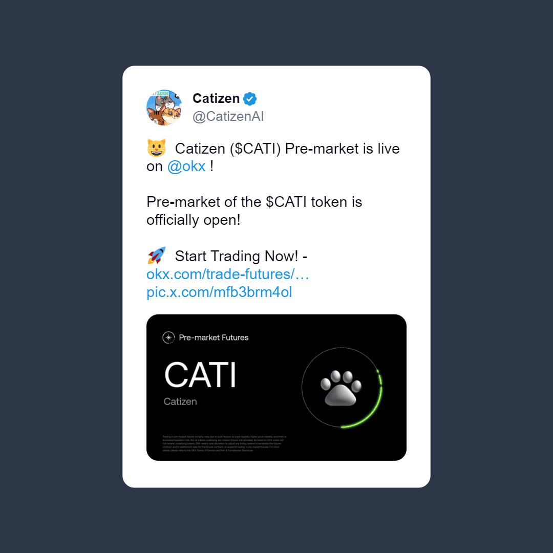 Catizen Token ($CATI)  in Pre-Market Trading