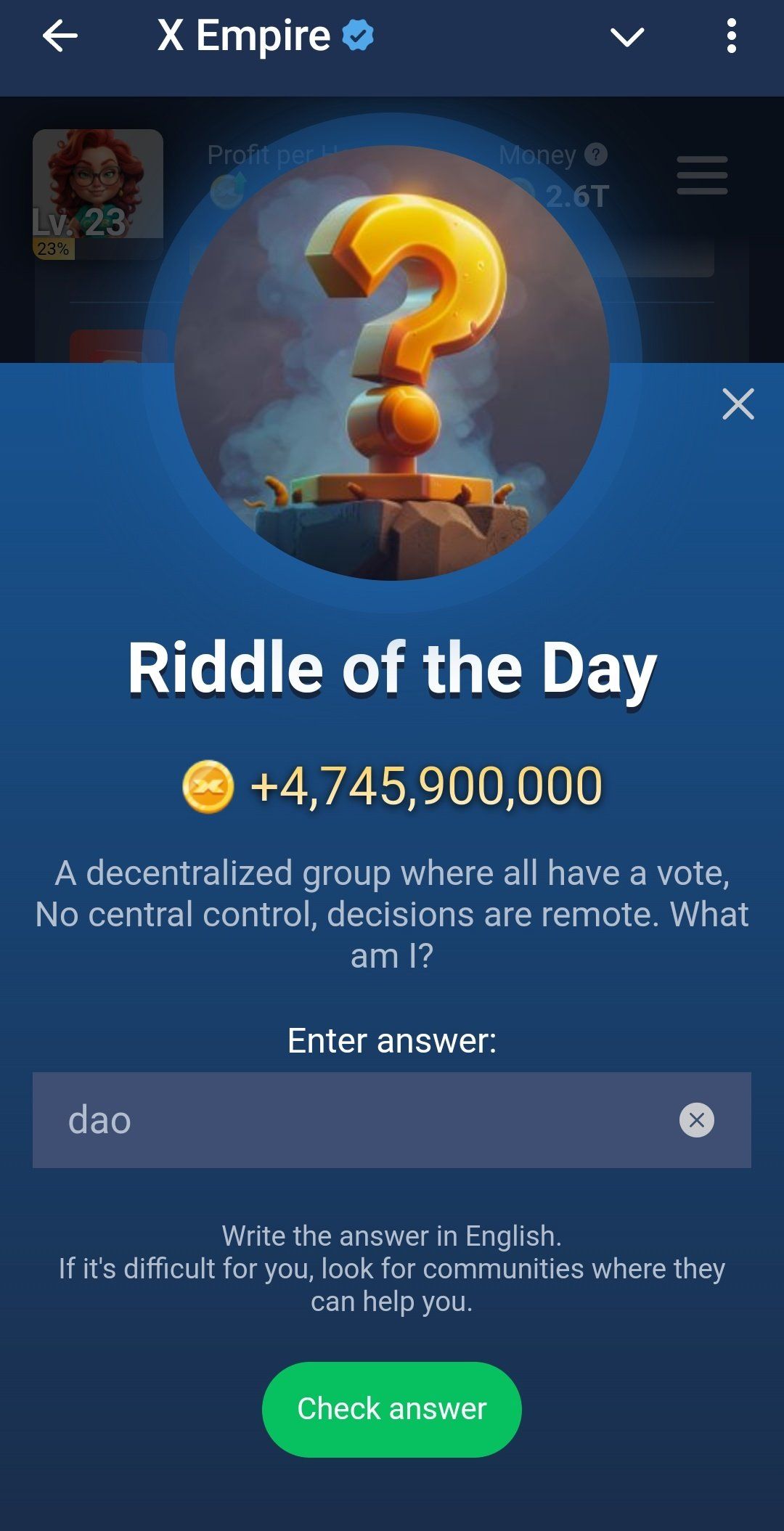 x Empire Riddle of the day 13 sept