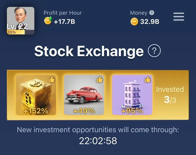 X Empire Investment Daily Combo 21 Agustus - Bittime